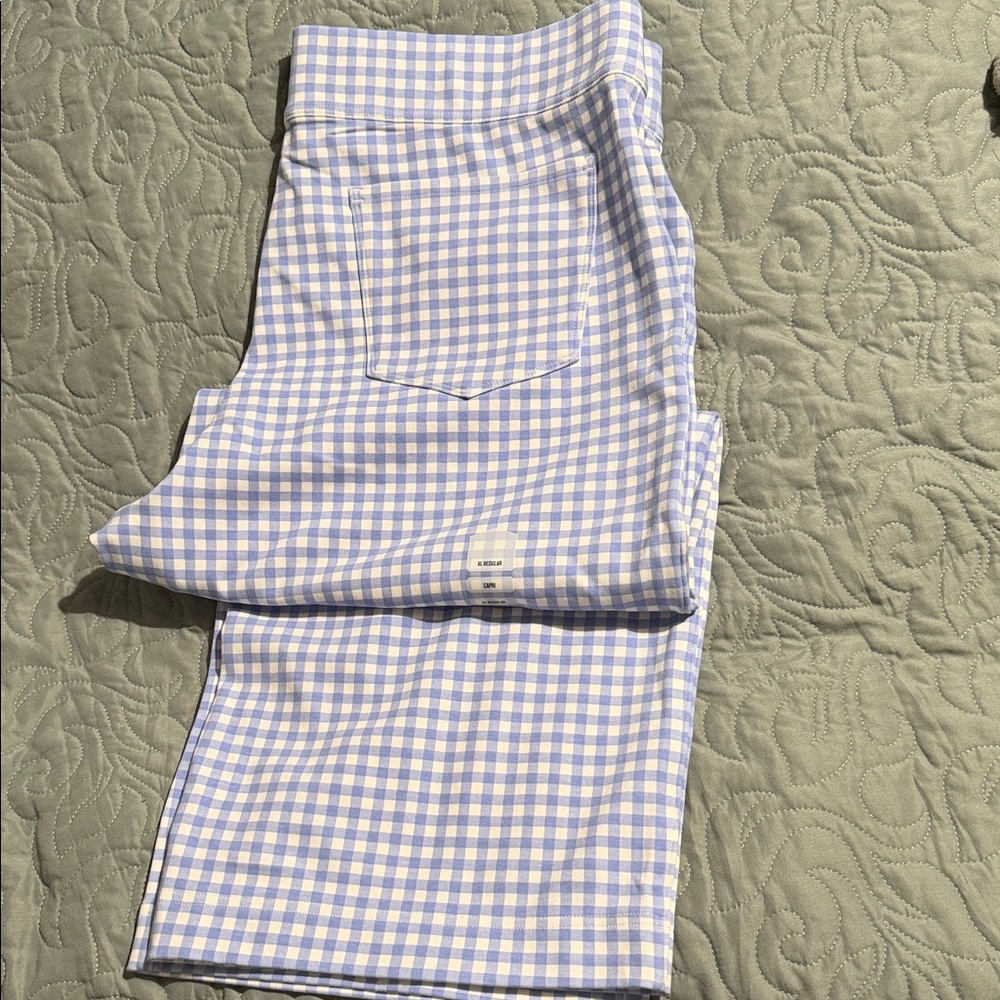 Duluth Trading Blue and White Gingham Pants